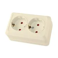 ЛАДОГА Розетка о/у, 2 гнезда, с/з, з/ш, 16А, 230В, IP20, сл.кость. SQ1801-0066 — фото