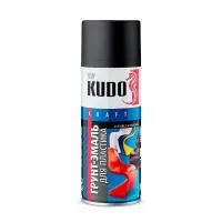 КУДО KU-6002 Грунт-эмаль для пластика черная аэрозольная (0,52л) — фото