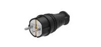 Вилка 2К+З прямая каучуковая 16А/250В IP44 Чёрная MultiSet | MST4001BK | SE — фото