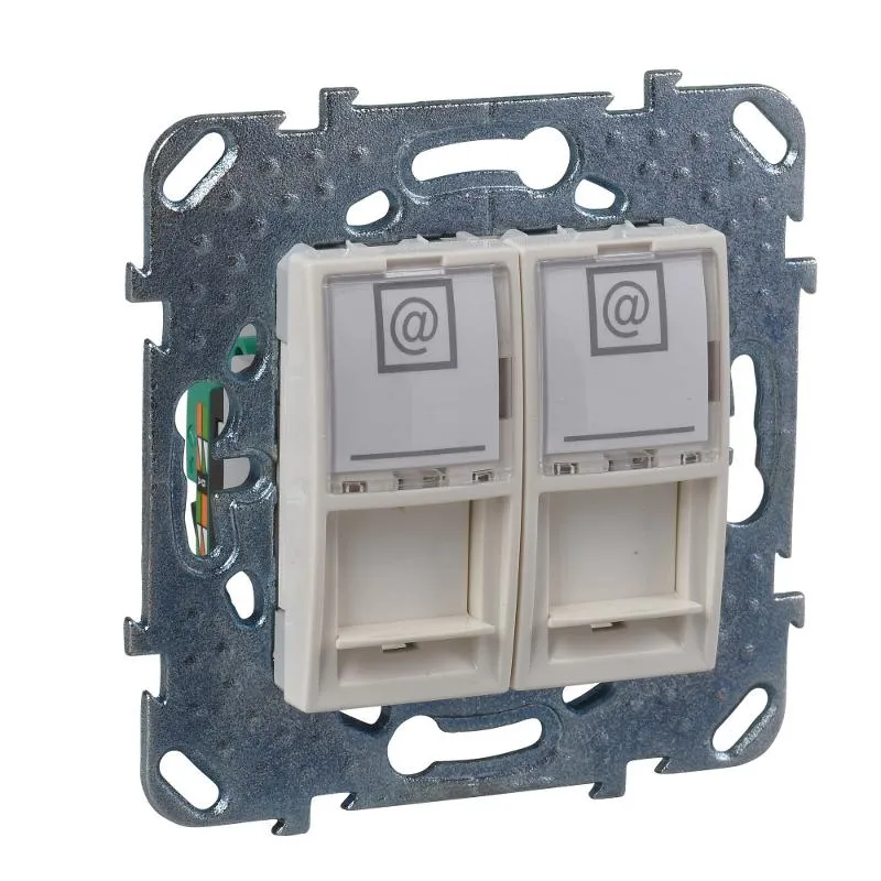 Unica Бежевый Розетка комп(RJ45) 2-ая кат.5е с полем для надписи | MGU5.2020.25ZD | Schneider Electric — фото