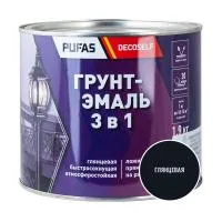 ПУФАС Грунт-эмаль 3 в 1 быстросохнущая черная (глянц.) Decoself (1,9кг) — фото