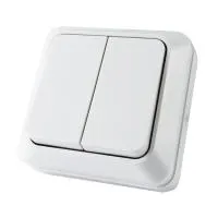 ЛАДОГА Выключатель о/у, 2 клавиши, б/инд, 10А, 230В, IP20, белый. SQ1801-0003 — фото