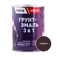 ПУФАС Грунт-эмаль 3 в 1 быстросохнущая шоколадный (глянц.) Decoself (0,9кг) — фото