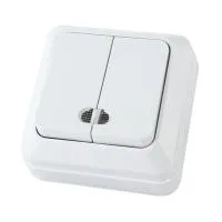 ЛАДОГА Выключатель о/у, 2 клавиши, с/инд, 10А, 230В, IP20, белый. SQ1801-0007 — фото