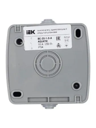 AQUATIC IEK Выключатель 1-клавишный 10А О/У IP54 ВС-20-1-0-А | EVA10-K03-10-54 | GENERICA — фото