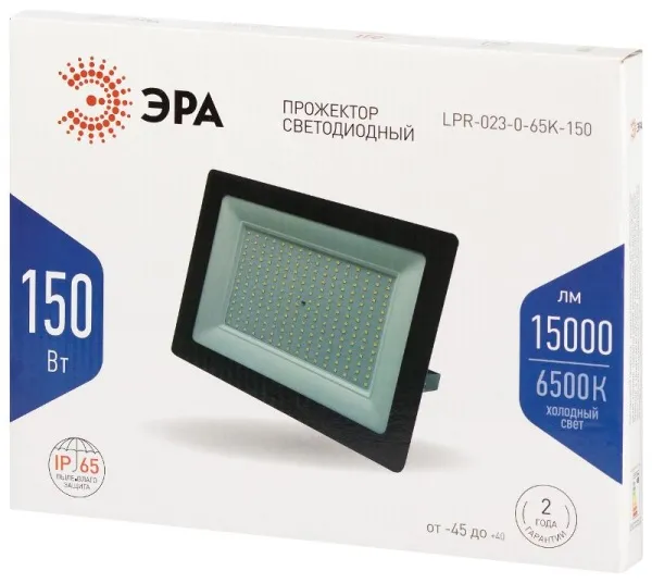Прожектор светодиодный LPR-023-0-65K-150 150Вт 6500K 12000Лм 280х253х41 IP 65 | Б0052027 | ЭРА — фото