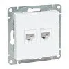 Механизм розетки RJ45 - 2шт, (cat5), белый Эпика EKF | UP1-SOW-2RJ45-5 | EKF — фото
