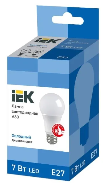 Лампа светодиодная LED 7Вт Е27 230В 6500К ECO А60 груша | LLE-A60-7-230-65-E27 | IEK — фото
