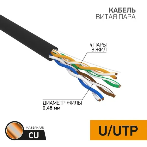 Кабель UTP  4PR  24AWG  CAT5e  305м  OUTDOOR PROCONNECT | 01-0054 | PROconnect — фото