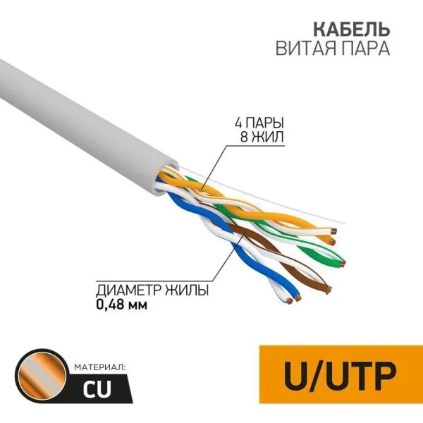 Кабель UTP  4PR  24AWG  CAT5e  305м | 01-0052 | PROconnect — фото