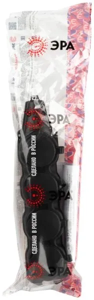 Колодка  KX-4e-B-IP44 каучуковая с заземлением 4 розетки 16A IP44 черная | Б0068394 | ЭРА — фото