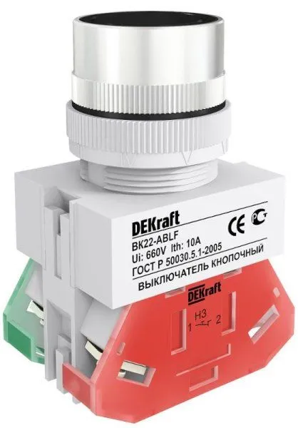 Выкл. кноп. ABLF 22 мм Цвет:ЧЕРНЫЙ 220В ВK-22  | 25012DEK | DEKraft — фото