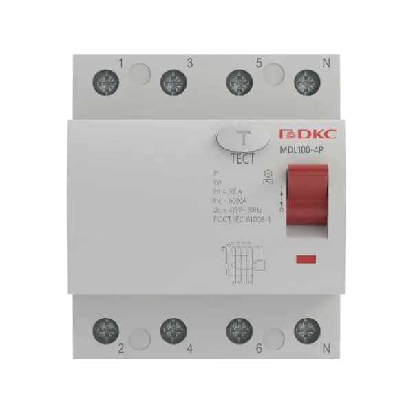 Выключатель дифференциального тока YON max MDL100 3п+N 30mA 40A типАС | MDL100-4P2-40-AC | DKC — фото