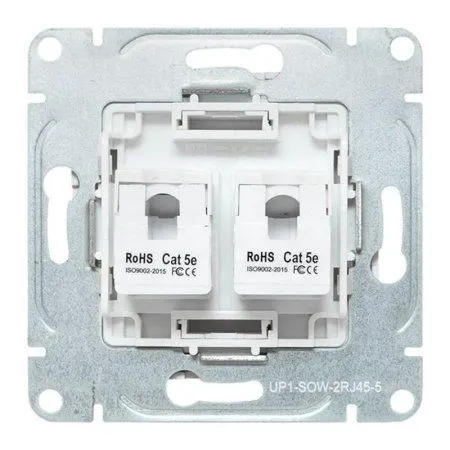 Механизм розетки RJ45 - 2шт, (cat5), белый Эпика EKF | UP1-SOW-2RJ45-5 | EKF — фото