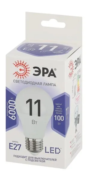 Лампа светодиодная LED 11Вт Е27 6000К smd A60-11W-860-E27 | Б0031394 | ЭРА — фото