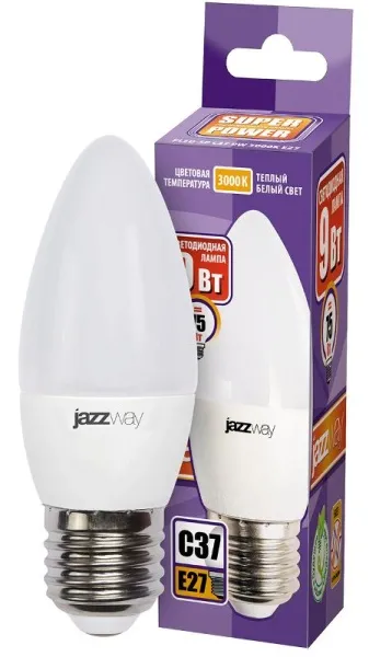 Лампа светодиодная LED 9Вт E27 230В 3000К PLED- SP C37 | 5001923A | Jazzway — фото
