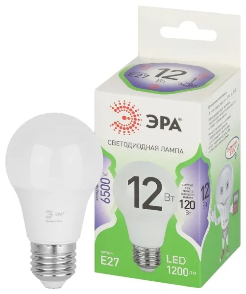 Лампа светодиодная  GREEN LINE LED A60-12W-865-E27 GL E27 12 Вт груша холодный свет | Б0067129 | ЭРА — фото