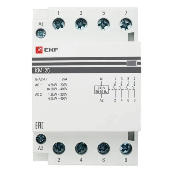 Контактор модульный КМ 25А 4NО (3 мод.) EKF PROxima | km-3-25-40 | EKF — фото