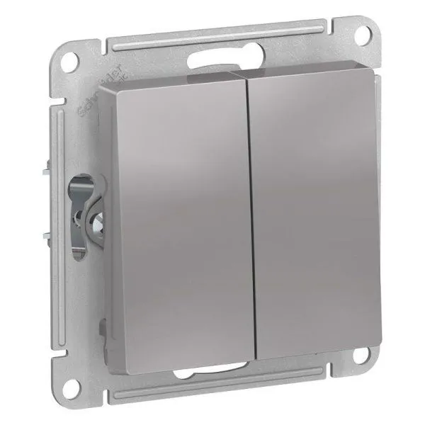 AtlasDesign Aqua Выключатель 2-клавишный, IP44, сх.5, 10АХ, механизм, Алюминий | ATN440351 | SE — фото