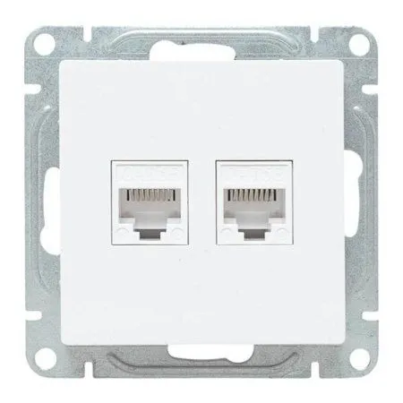 Механизм розетки RJ45 - 2шт, (cat5), белый Эпика EKF | UP1-SOW-2RJ45-5 | EKF — фото