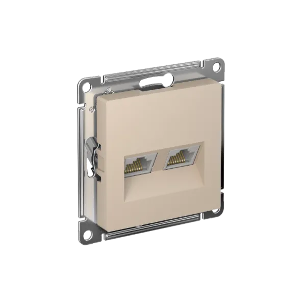 AtlasDesign Песочный Розетка 2-ая компьютерная RJ45+RJ45, кат.5E, механизм | ATN001285 | SE — фото