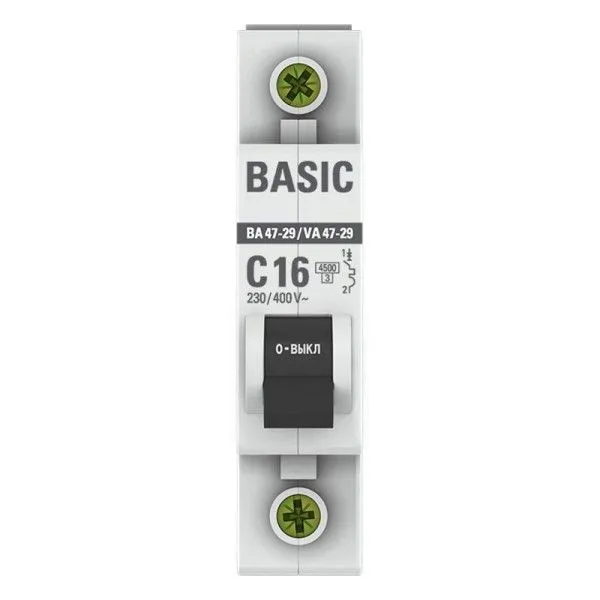 Выключатель автоматический однополюсный ВА 47-29 16А C 4,5кА Basic | mcb4729-1-16C | EKF — фото