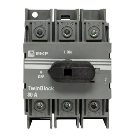 Рубильник 80A 3P c рукояткой управления для прямой установки TwinBlock | tb-80-3p-f | EKF — фото