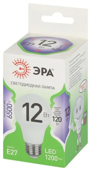 Лампа светодиодная  GREEN LINE LED A60-12W-865-E27 GL E27 12 Вт груша холодный свет | Б0067129 | ЭРА — фото