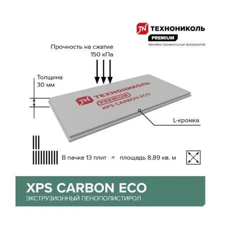 ТЕХНОНИКОЛЬ Экструз. пенополистирол XPS КАРБОН ЭКО 1180x580x30мм (8,8972м2=0,266916м3) (13шт) — фото