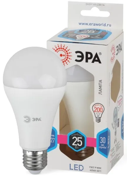 Лампа светодиодная LED 25Вт E27 4000К СТАНДАРТ груша | Б0035335 | ЭРА — фото