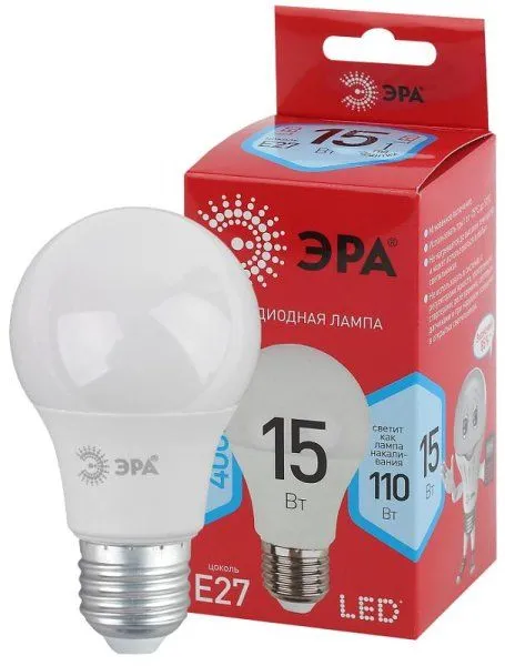Лампа светодиодная ЭКО LED A60-15W-840-E27 R (диод, груша, 15Вт, нейт, E27) | Б0046356 | ЭРА — фото