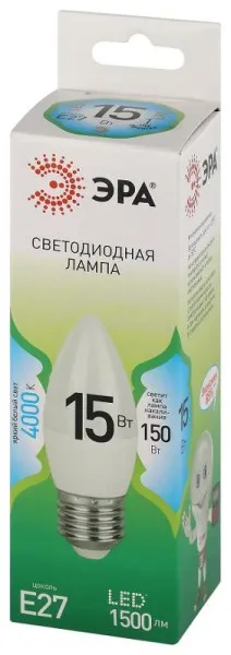 Лампа светодиодная  GREEN LINE LED B35-15W-840-E27 GL E27 15 Вт свеча яркий белый свет | Б0067115 | ЭРА — фото
