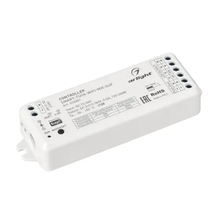 Контроллер SMART-TUYA-WIFI-MIX-SUF (12-36V, 2x5A, 2.4G) (Arlight, IP20 Пластик, 5 лет) | 034501 | Arlight — фото