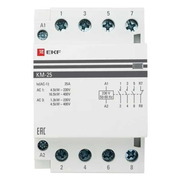 Контактор модульный КМ 25А 3NО+NC (3 мод.) EKF PROxima | km-3-25-31 | EKF — фото
