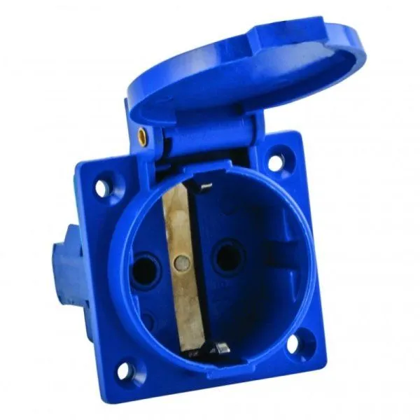 Розетка 112 панельная скрытая с крышкой 2Р+PЕ 16А 220В IP44 EKF | ps-112-16-220 | EKF — фото