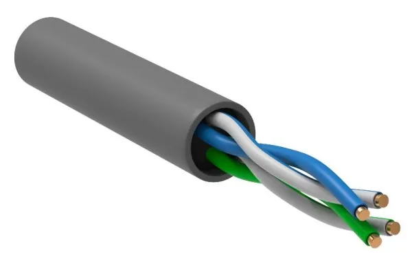 Кабель связи витая пара U/UTP, кат.5E 2х2х24AWG solid, PVC, 500м, серый | LC1-C5E02-111 | ITK