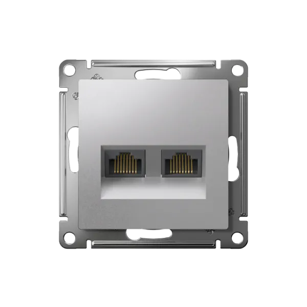 AtlasDesign Алюминий Розетка 2-ая компьютерная RJ45+RJ45, кат.5E, механизм | ATN000385 | SE — фото