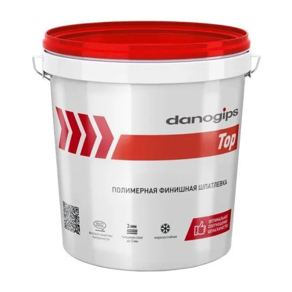 ДАНОГИПС Финишная готовая полимерная шпатлевка DANO TOP 5 (10л) — фото