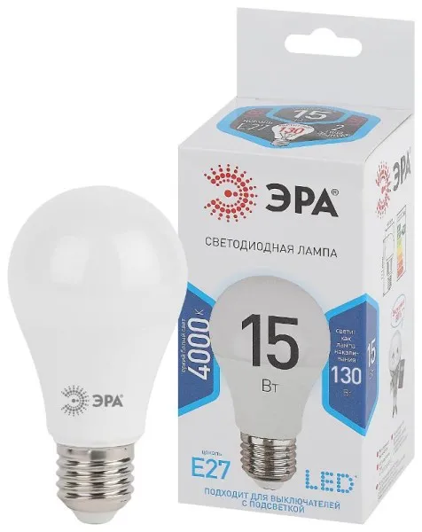 Лампа светодиодная LED 15Вт Е27 4000К СТАНДАРТ smd A60-15W-840-E27 | Б0033183 | ЭРА — фото