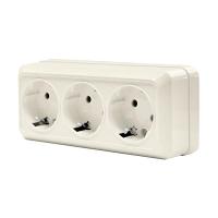 ОЛИМП Розетка о/у, 3 гнезда, с/з, 16А, 230В, IP20, сл.кость. 1167