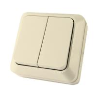 ЛАДОГА Выключатель о/у, 2 клавиши, б/инд, 10А, 230В, IP20, сл.кость. SQ1801-0004 — фото