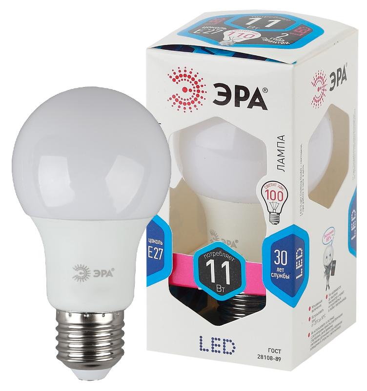 Лампа светодиодная LED 11Вт Е27 220В 4000К smd A60 шар | Б0029821 | ЭРА — фото