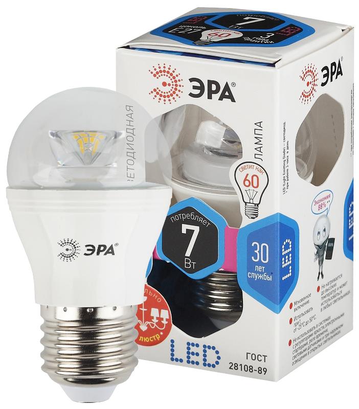 Лампа светодиодная LED 7Вт Е27 4000К СТАНДАРТ smd P45-7w-840-E27-Clear | Б0020553 | ЭРА — фото