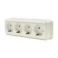 ОЛИМП Розетка о/у, 4 гнезда, с/з, 16А, 230В, IP20, сл.кость. 1169