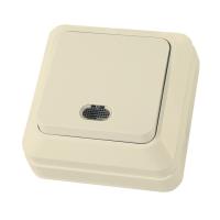 ЛАДОГА Выключатель о/у, 1 клавиша, с/инд, 10А, 230В, IP20, сл.кость. SQ1801-0010 — фото