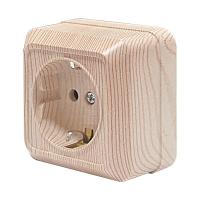 ОЛИМП Розетка о/у, 1 гнездо, с/з, 16А, 230В, IP20, светлое дерево. 5560902