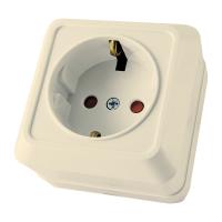 ЛАДОГА Розетка о/у, 1 гнездо, с/з, з/ш, 16А, 230В, IP20, сл.кость. SQ1801-0064 — фото