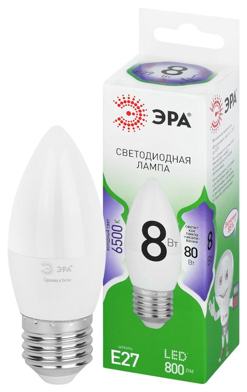 Лампа светодиодная  GREEN LINE LED B35-8W-865-E27 GL E27 8 Вт свеча холодный свет | Б0067136 | ЭРА — фото