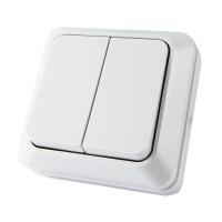 ЛАДОГА Выключатель о/у, 2 клавиши, б/инд, 10А, 230В, IP20, белый. SQ1801-0003 — фото