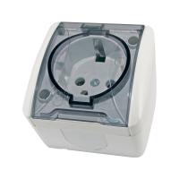 СЕЛИГЕР Розетка о/у, 1 гнездо, с/з и крышкой, 16А, 230В, IP54, белая. SQ1818-0007 — фото
